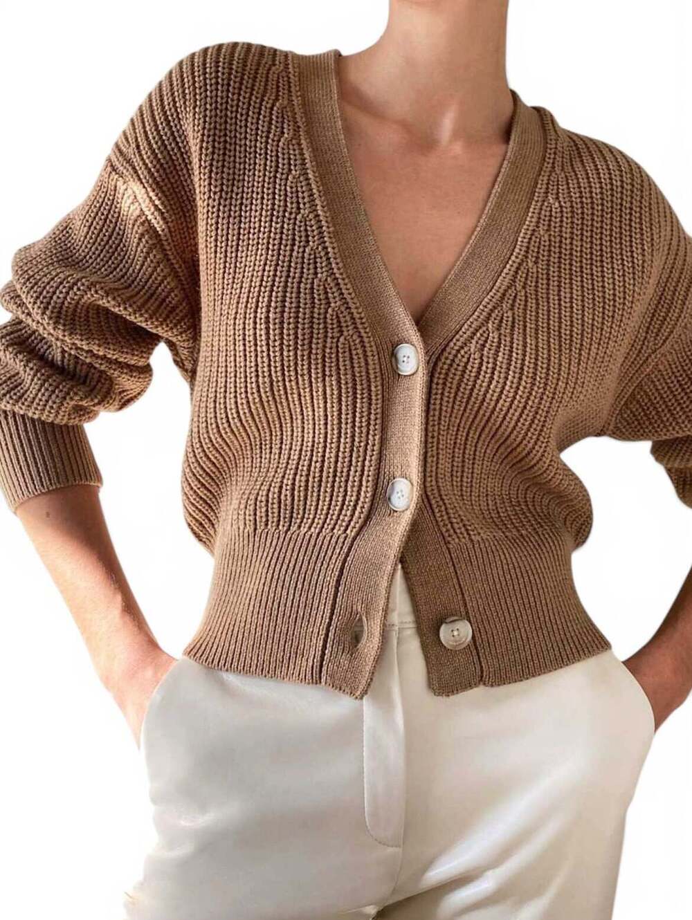 Babaton Women’s Canberra Merino Wool Cardigan Brown Size XS